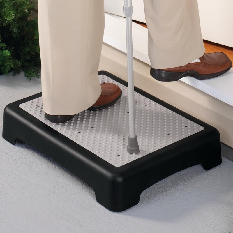 Miles Kimball Non-Slip Indoor/Outdoor 4 Inch Height Mobility Platform Step, Grooved Surface for Added Traction, Drainage Holes â€“ Supports Up to 400 Pounds, Measures 19 1/4" L x 15 1/2" W x 4" H - Image 2